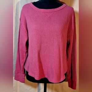 GAP Coral Waffle Knit Long Sleeve Shirt